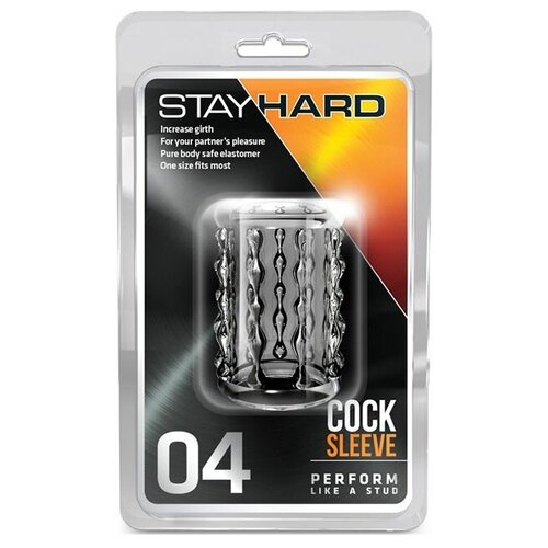 Купить Прозрачная насадка с бороздками STAY HARD COCK SLEEVE 04 CLEAR, Blush Novelties, бесцветный/прозрачный, силикон, male