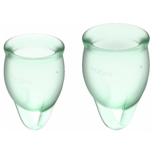 фото Набор зеленых менструальных чаш feel confident menstrual cup, satisfyer, зеленый, силикон