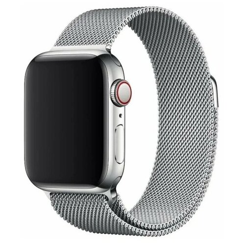Металлический ремешок для Apple Watch 1-7, SE 38-40-41 mm / Ремешок миланская петля для умных смарт часов Эпл Вотч 1, 2, 3, 4, 5, 6, 7 и СЕ / Серебро