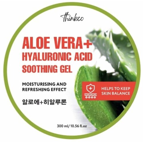 THINKCO Гель для лица и тела универсальный алоэ вера / гиалуроновая кислота Aloe Vera+Hyaluronic Acid Soothing Gel, 300 мл thinkco гель для лица и тела универсальный алоэ вера гиалуроновая кислота aloe vera hyaluronic acid soothing gel 300 мл