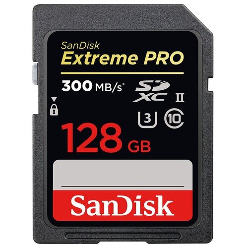 Карта памяти SanDisk Extreme PRO SDXC UHS-II 300MB/s 128 GB, чтение: 300 MB/s, запись: 260 MB/s