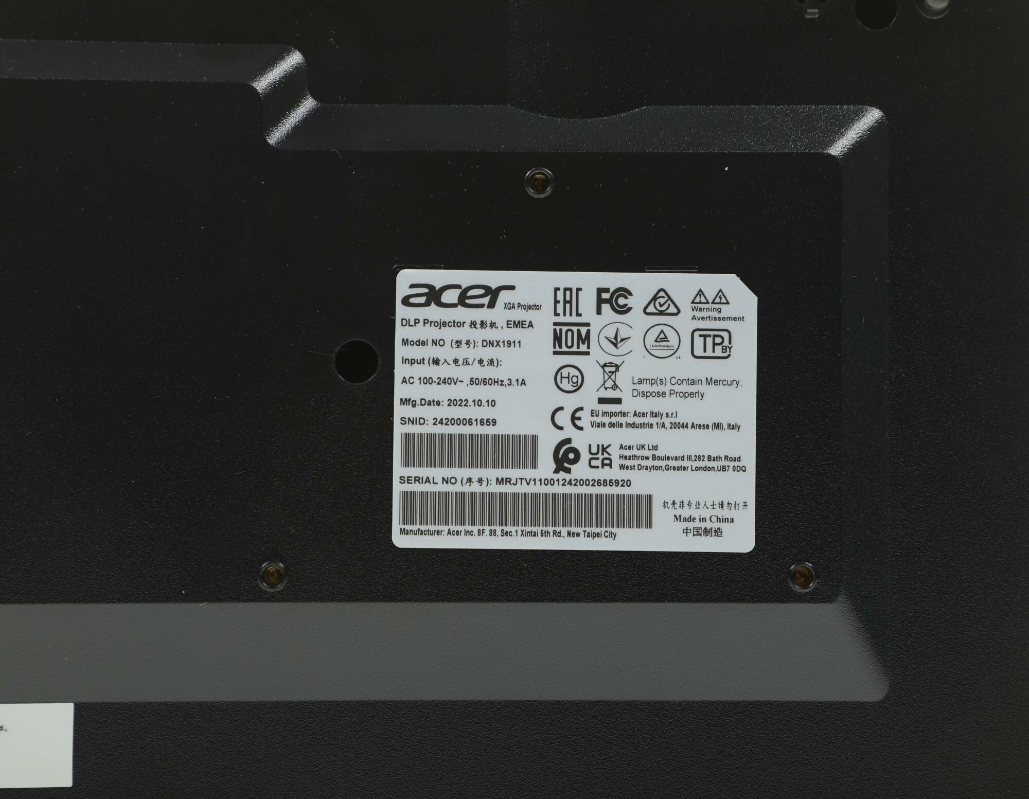 Проектор Acer X1228i, черный [mr.jtv11.001] - фото №7