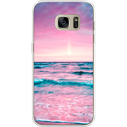 жидкий чехол с блестками розовое небо 2 на samsung galaxy s7 самсунг галакси с 7 Силиконовый чехол на Samsung Galaxy S7 / Самсунг Галакси С 7 Розовое море