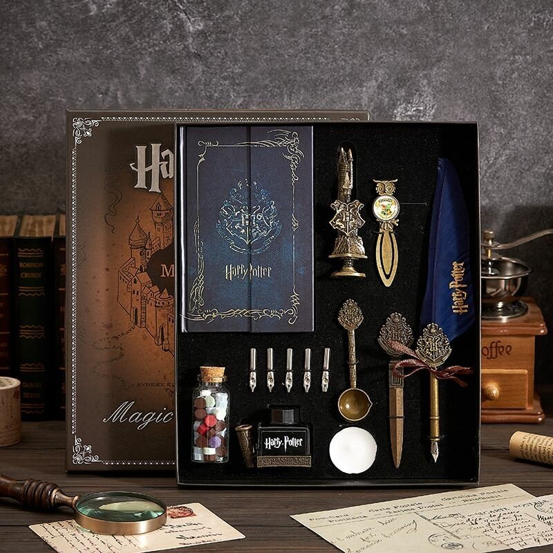 Подарочный набор для каллиграфии Гарри Поттер с пером, сургучной печатью, блокнотом, закладкой
