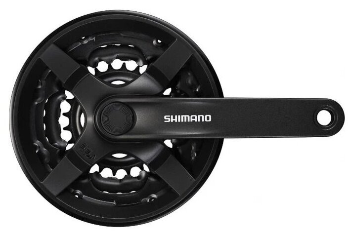 Система Shimano Tourney TY, FC-TY301, 42/34/24T, 3x6/7/8 скоростей, 170мм, квадрат, с защитой, черная, без упаковки