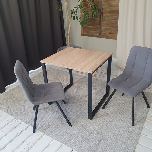 Изображение товара Письменный стол лофт 80*70 см. Дуб Сонома. Черные ножки. 22 мм Столешница