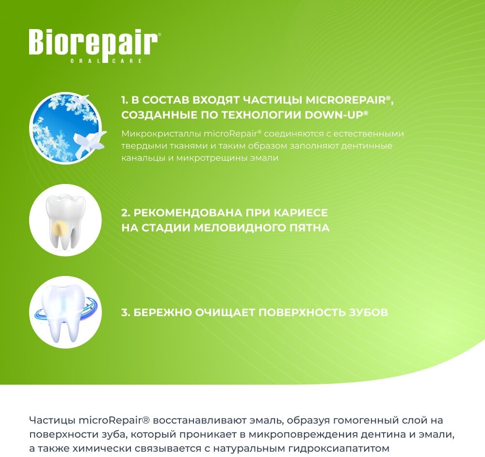 Зубная паста Biorepair® Junior Mint, со вкусом сладкой мяты для детей от 7 до 14 лет, 75 мл