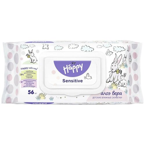 Влажные салфетки Bella Baby happy Sensitive, 56 шт.