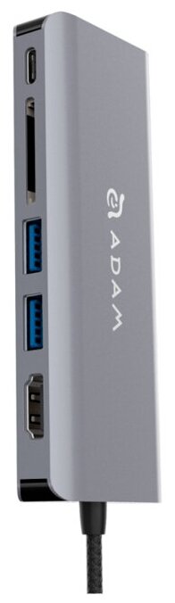 Адаптер Adam Elements CASA Hub (A01SL) USB-C - 2 USB 3.1, HDMI, SD Card, Ethernet серебристый