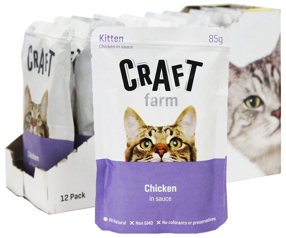 CRAFT FARM Kitten корм для котят Курица в соусе 85г (12шт)