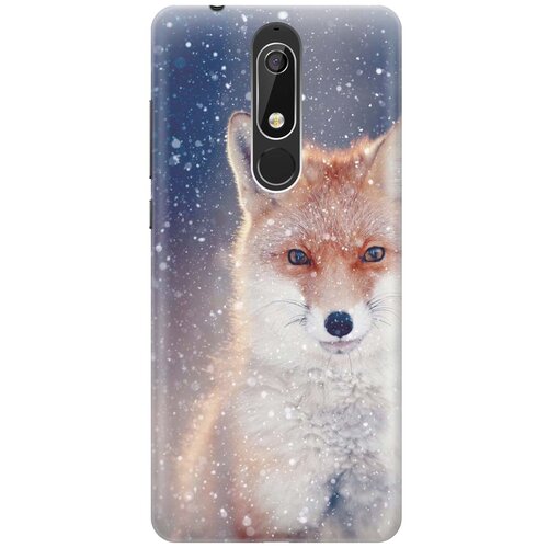 фото Cиликоновый чехол на nokia 5.1 / нокиа 5.1 с принтом "лисица в снегопад" gosso