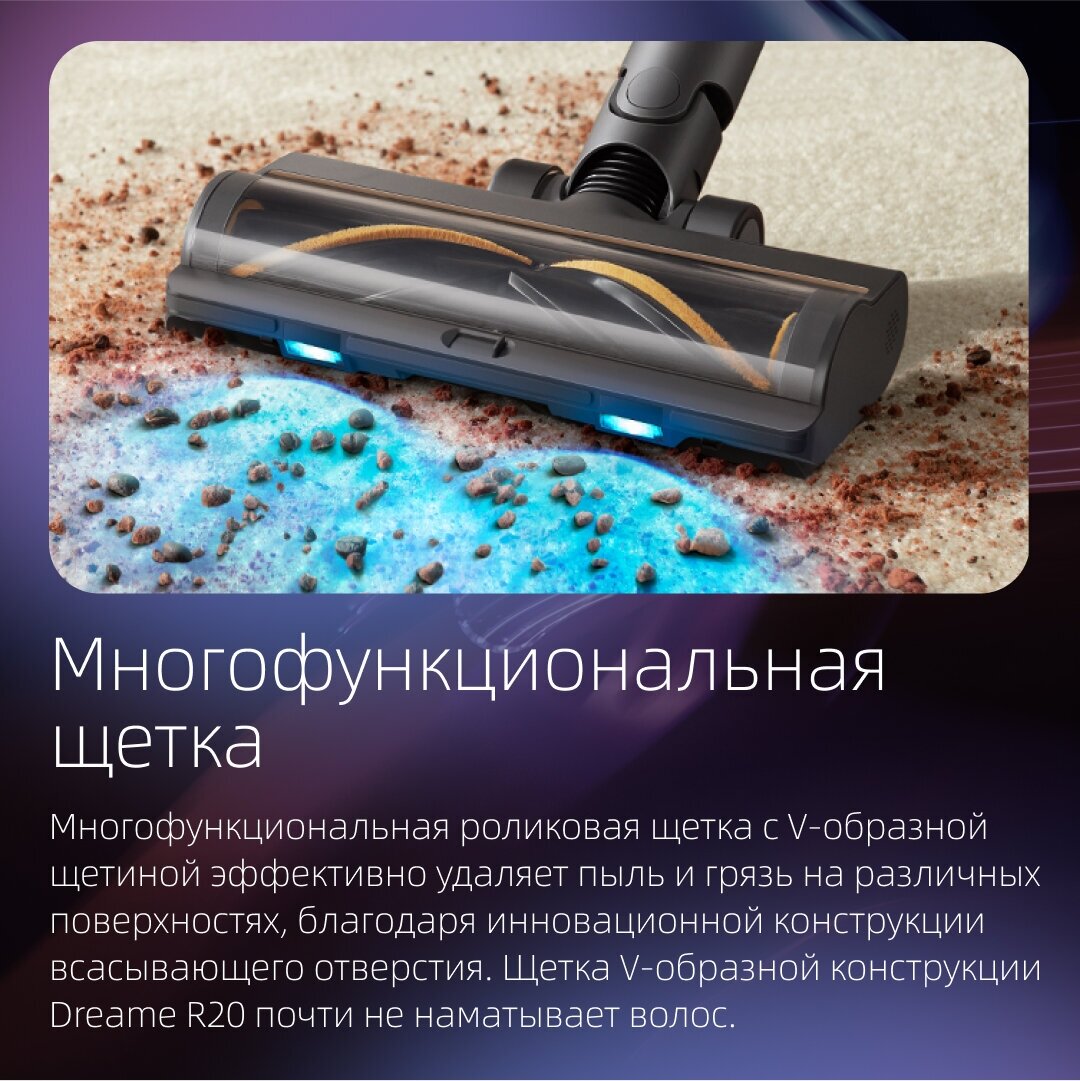 Пылесос вертикальный Dreame Cordless Vacuum Cleaner R20 Grey (VTV97A) - фото №3