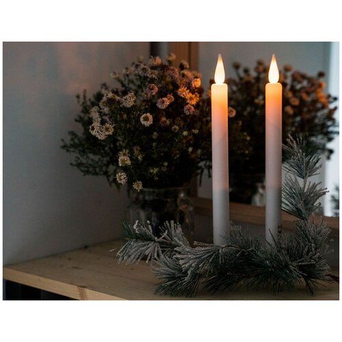 фото Набор столовых электрических свечей, белые с тёплыми led-огнями, 29х2.2 см, 2 шт., koopman international xx8781350