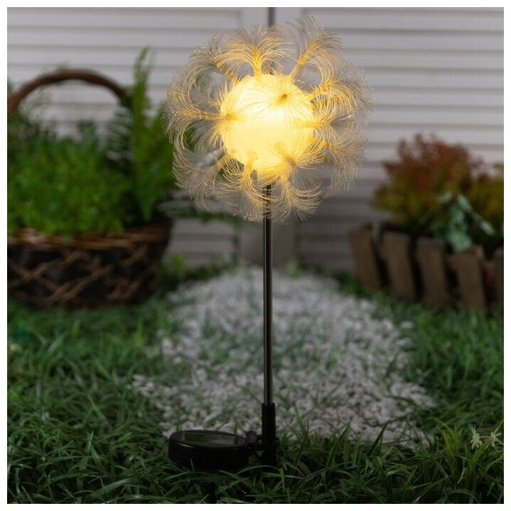 Luazon Lighting Садовый светильник на солнечной батарее «Клубок», 70 см, 1 LED, свечение тёплое белое