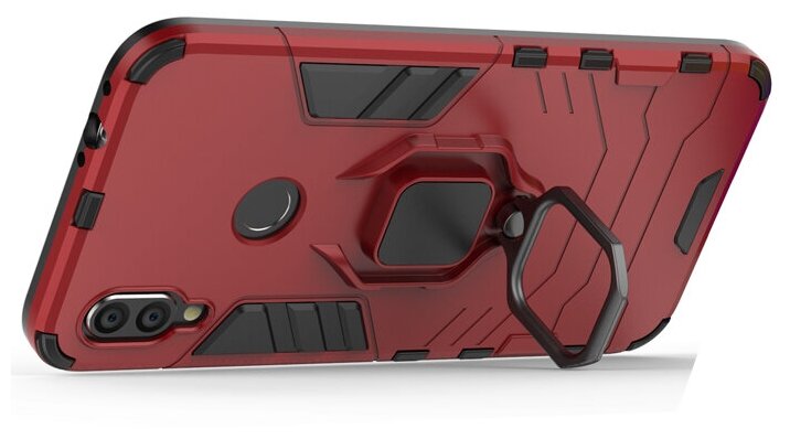 Противоударный чехол с кольцом Panther Case для Xiaomi Redmi Note 7 (Pro) / 7s красный