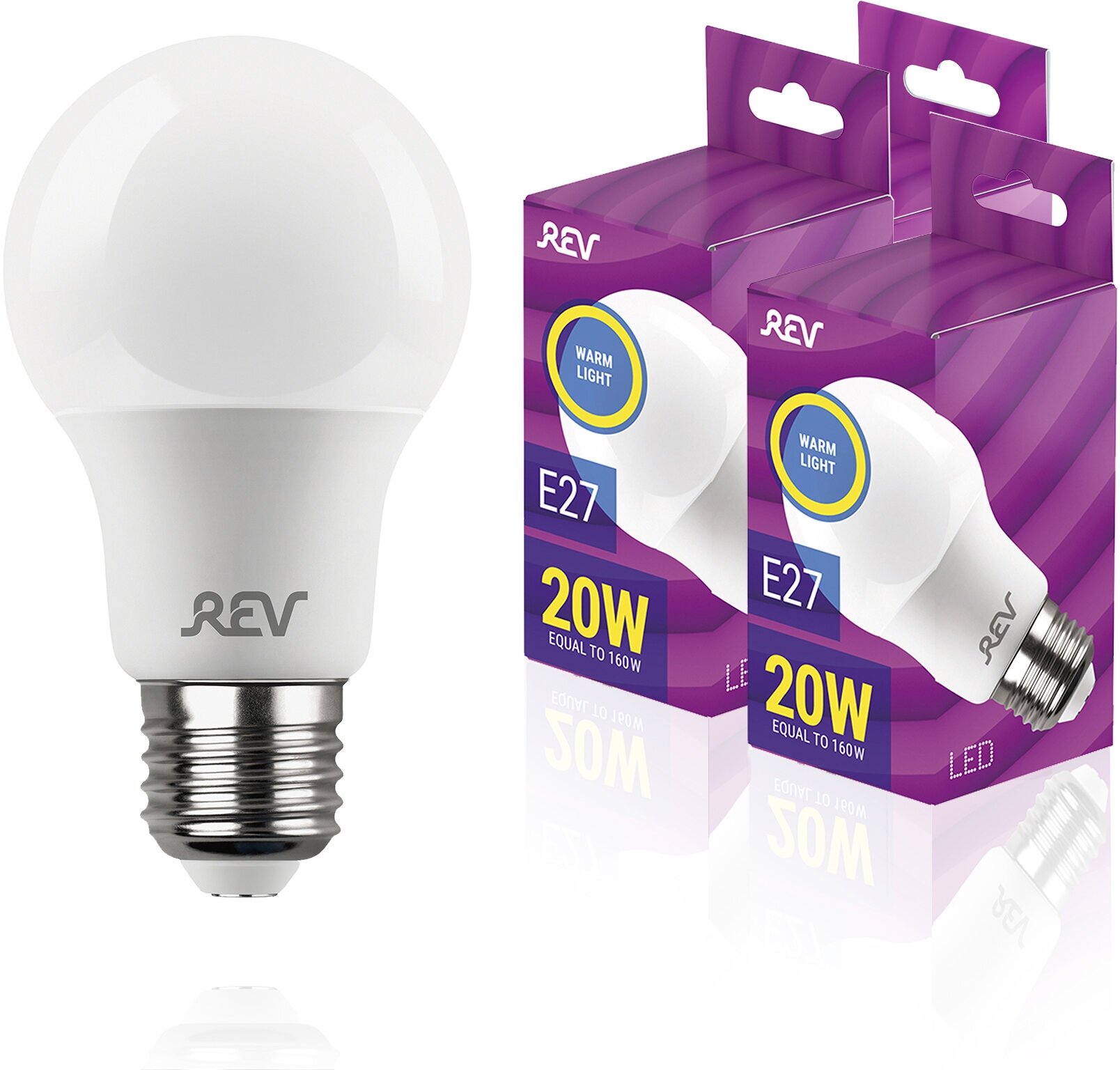 Упаковка светодиодных ламп 3 шт REV 32404 1, 2700К, Е27, A60, 20Вт
