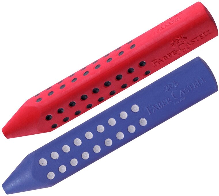 Ластик Faber-Castell "Grip 2001", трехгранный, красный/синий, 90*15*15мм - 2 шт.