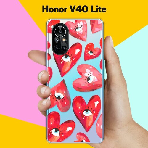 Силиконовый чехол на Honor V40 Lite Сердца / для Хонор В40 Лайт