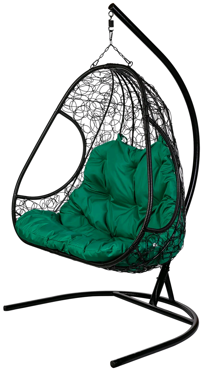 Двойное подвесное кресло BiGarden Primavera black зеленая подушка
