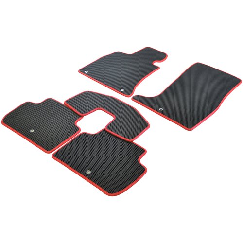 фото Коврики ева для kia stinger i 2017 - наст. время 4wd vicecar (черный коврик с красной окантовкой+4 шильдика)