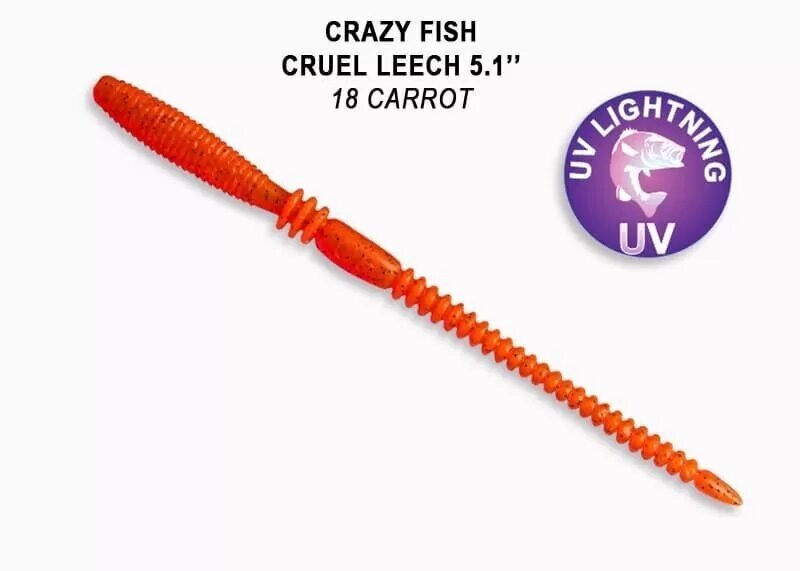Силиконовая приманка мягкая съедобная Crazy Fish Cruel Leech 5.1' 13.00 см 42-130-18-6 6 шт.