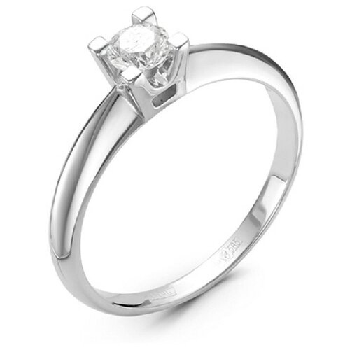 Кольцо помолвочное Костромской Алмазный Дом, белое золото, 585 проба, бриллиант, размер 17.5, белый, золотой