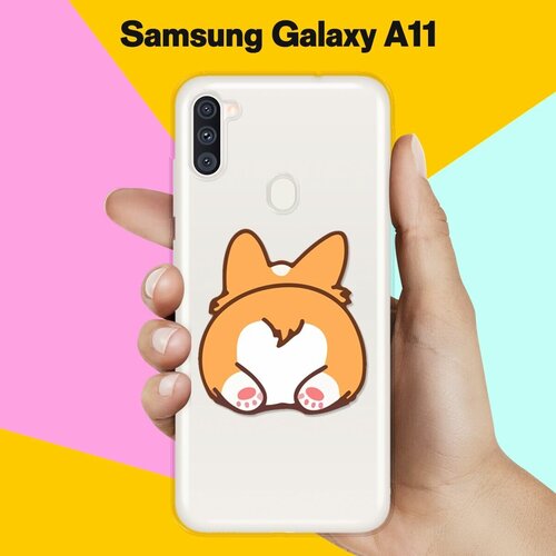 Силиконовый чехол Корги лежит на Samsung Galaxy A11 силиконовый чехол корги в масках на samsung galaxy a11