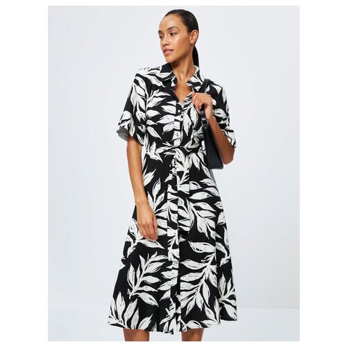 фото Zarina платье с принтом, цвет черный цветы крупные, размер m (ru 46)