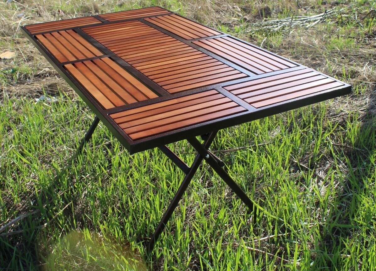 Комплект мебели для сада / складной стол дерево+ металл / 4 стула - фотография № 2
