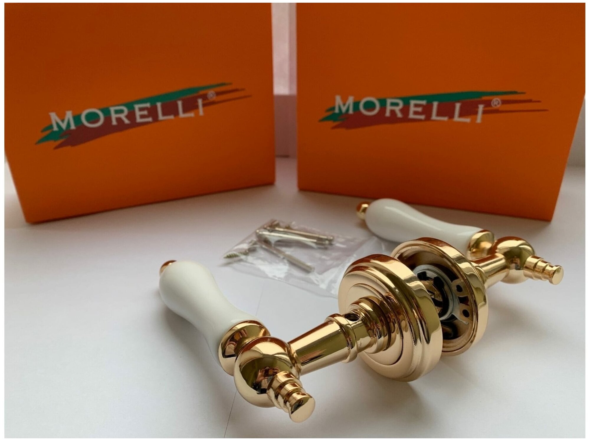 Дверные ручки Morelli "MART" MH-42-CLASSIC PG/W Цвет - Золото/белый - фотография № 10