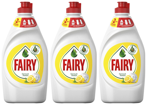 Fairy Средство для мытья посуды Сочный лимон, 0.45 л, 1 кг, 3 уп.
