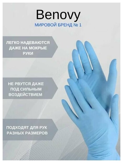 Перчатки медицинские Benovy нитриловые одноразовые размер L 100 пар 200 штук - фотография № 17