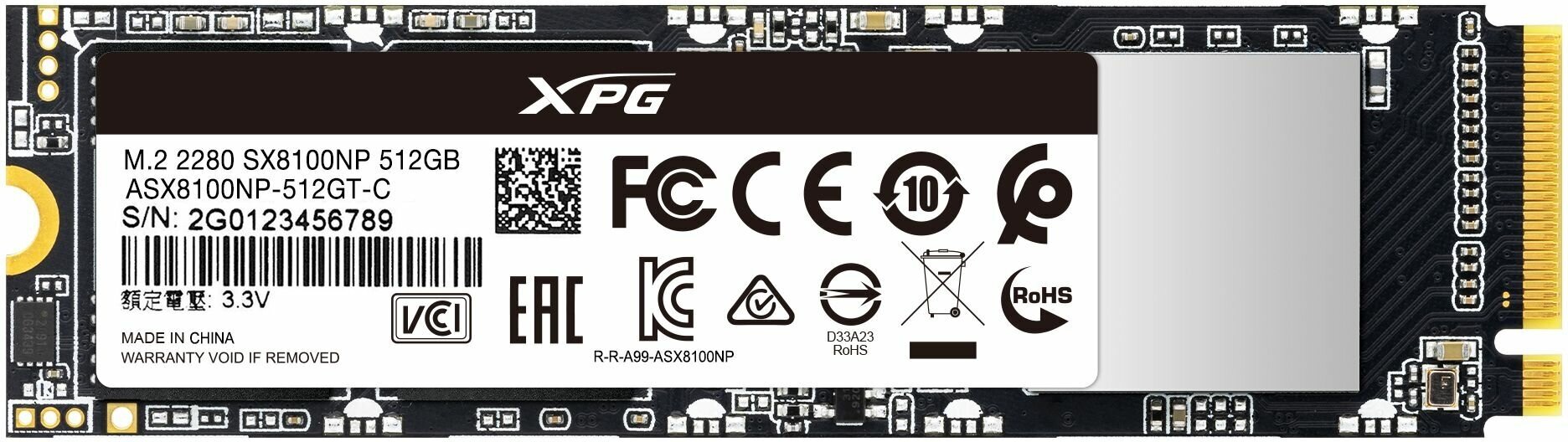 Твердотельный накопитель SSD ADATA SSD SX8100, 512GB, M.2