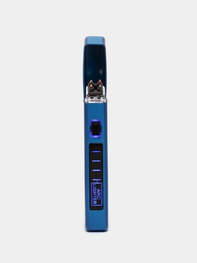 Зажигалка электронная подарочная импульсная, USB, синий - фотография № 12