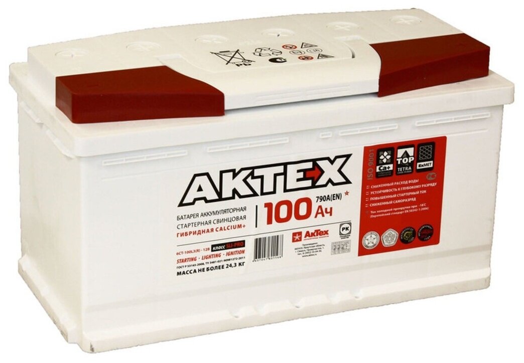 AKTEX ATST 100-3-L Аккумулятор актех 100 А/ч прямая L+ 352x175x190 EN820 А