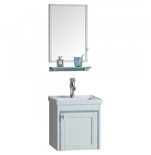 Комплект мебели для ванной River Amalia 405 BU 10000003934 белый/голубой - фотография № 2