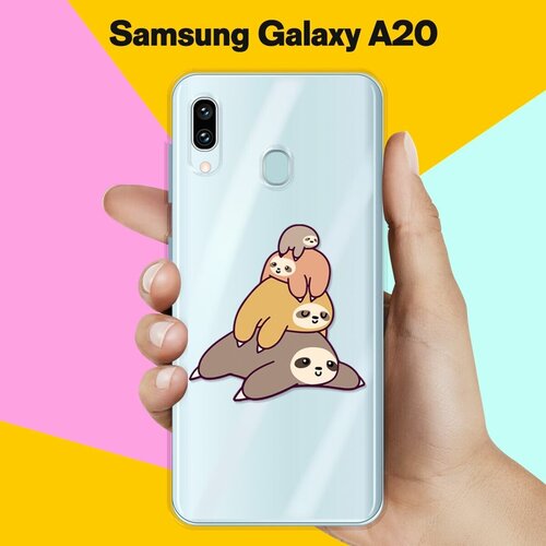 матовый силиконовый чехол круговорот путешествий 4 на samsung galaxy a20 самсунг галакси а20 Силиконовый чехол 4 ленивца на Samsung Galaxy A20