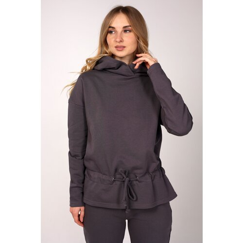 фото Костюм silver hands, худи и брюки, повседневный стиль, свободный силуэт, трикотажный, карманы, капюшон, пояс/ремень, размер 46(m), серый