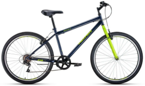 Велосипед ALTAIR MTB HT 26 1.0 (26" 7 ск. рост. 17") 2022, темно-синий/зеленый, RBK22AL26100