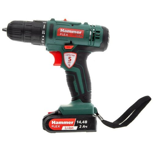 Дрель-шуруповерт HAMMER ACD14BS 144В Li-Ion 2Ач 2 аккумулятора 15981₽
