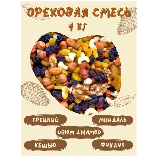 Смесь орехов с изюмом. Премиум. Ореховая смесь с изюмом