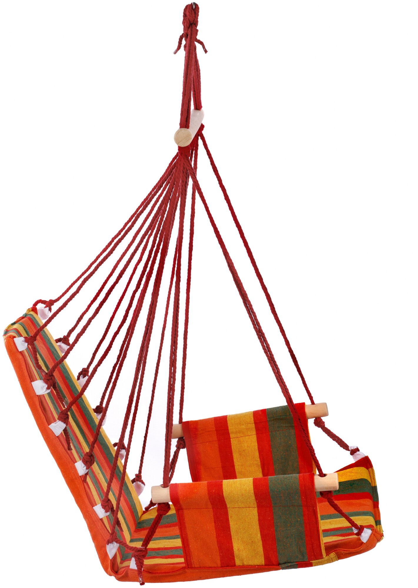 Гамак-кресло подвесное с подлокотниками (желтый/оранжевый/красный/зеленый, хлопок) 56x102 см - фотография № 2
