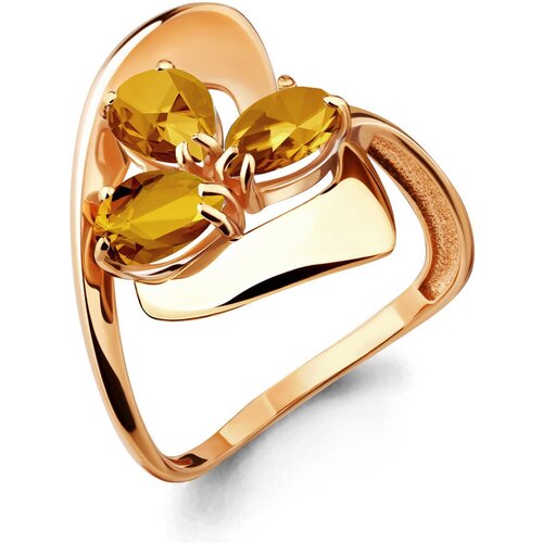 фото Кольцо diamant online, серебро, 925 проба, золочение, цитрин, размер 18