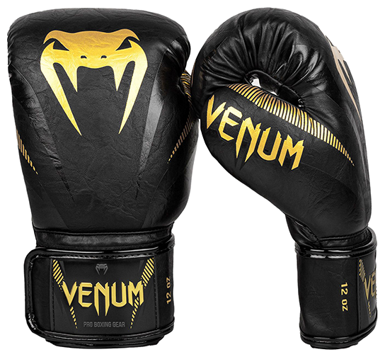 Боксерские перчатки Venum Impact Gold/Black (14 унций)