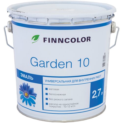 Finncolor Garden 10 эмаль алкидная матовая (белый, база A, 0,9 л)