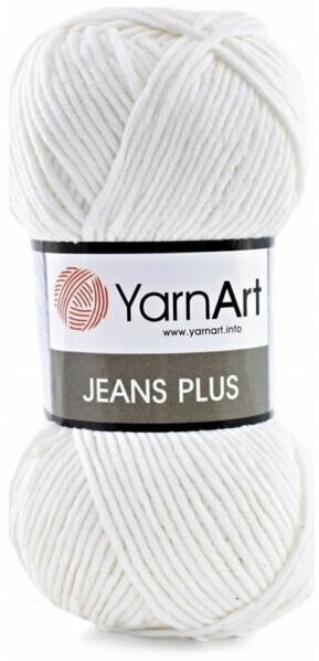 Пряжа YarnArt Jeans PLUS белый (01), 55%хлопок/45%акрил, 160м, 100г, 1шт