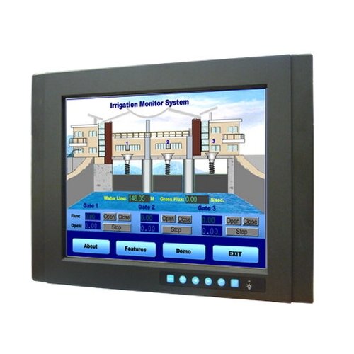 Advantech FPM-3151G-R3BE 15 XGA Industrial Monitor with Resistive Touchscreen, Direct-VGA, DVI Ports, and Wide Operating Temperature, Input: 1xVGA, 1xDVI-D, 1xUSB, 1xRS232, 12V/24V DC Jack (594687)