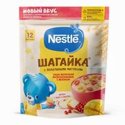 Каша молочная Nestle "шагайка" мультизлаковая с яблоком и пшеничными фигурками с гранатом и манго (с 12 мес.) 190г.