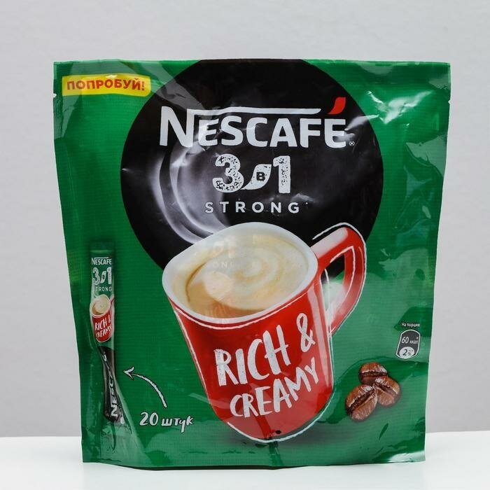 Кофе растворимый Nescafe 3 в 1, Strong, 14,5 г