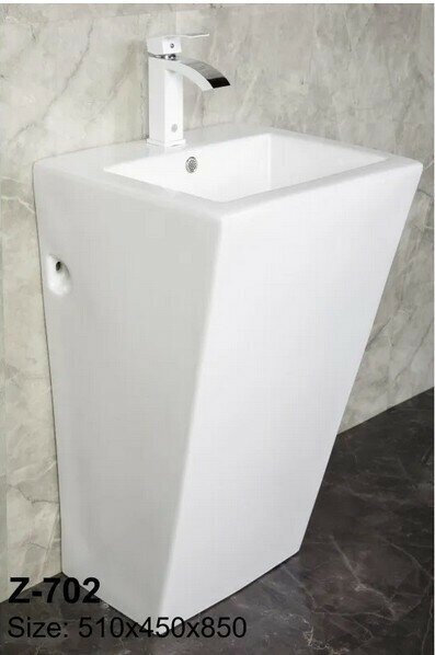 Раковина напольная Zandini Z-702 для ванной комнаты керамическая квадратная